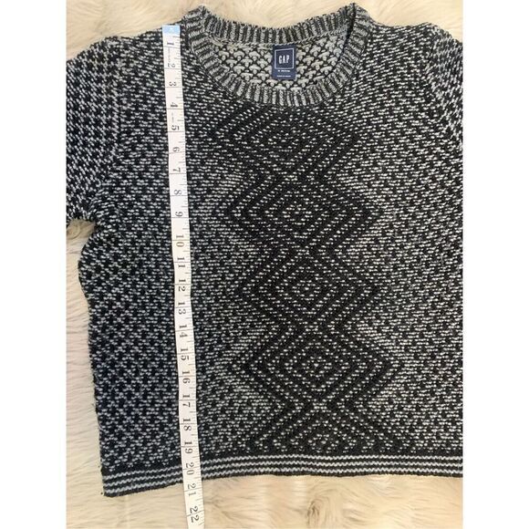 GAP black and gray long sleeve knit wool sweater, crew neck, pullover Petite Med - Picture 5 of 6
